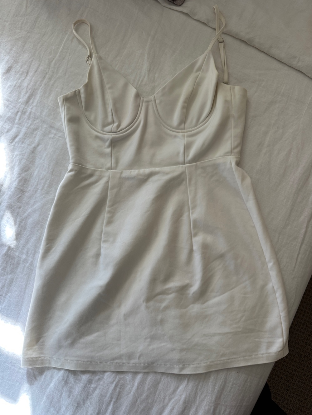Polly - Women's Cream Bustier Mini Dress